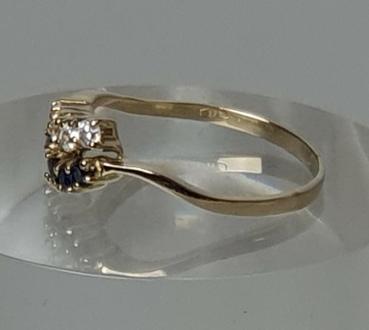 Goldring mit Saphiren und Zirkonia, 333er Gold, Größe 56, Gewicht: 1,7g