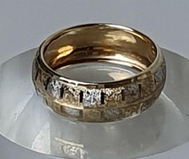 Bicolor Bandring aus 375er Gold, Größe 62, Gewicht: 1,4g