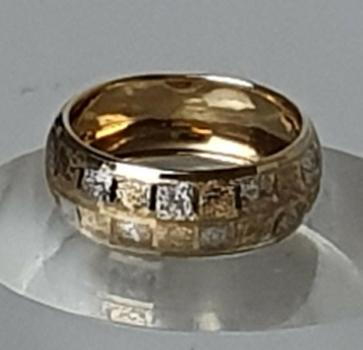 Bicolor Bandring aus 375er Gold, Größe 62, Gewicht: 1,4g