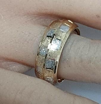 Bicolor Bandring aus 375er Gold, Größe 62, Gewicht: 1,4g