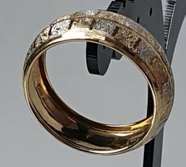 Bicolor Bandring aus 375er Gold, Größe 62, Gewicht: 1,4g