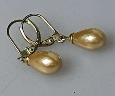 Preview: Perlentropfen Ohrringe aus 333er Gold, Gewicht: 2,3