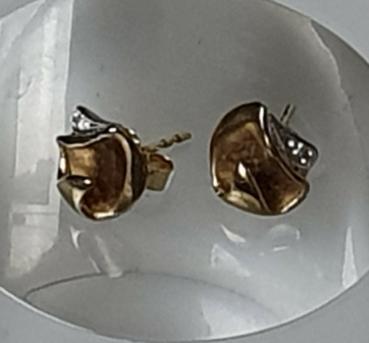 Blattform Ohrstecker aus 333er Gold, Gewicht: 1,8g