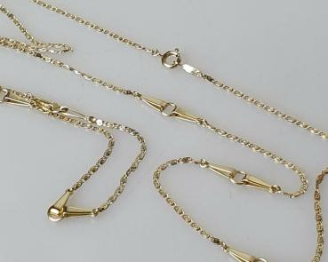 Lange Mäander Halskette mit Zwischenelementen aus 333er Gold, Länge 80,0 cm, Gewicht: 7,3g