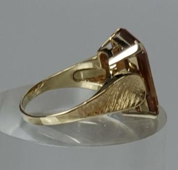 Goldring mit großem Citrin aus 585er Gold, Größe 57, Gewicht: 8,6g