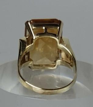 Goldring mit großem Citrin aus 585er Gold, Größe 57, Gewicht: 8,6g