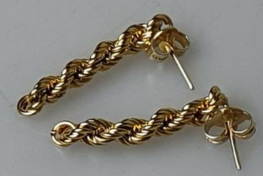 Ohrstecker Kordelkettendesign aus 585er Gold, Gewicht: 2,7g