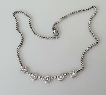 Preview: Wunderschönes Schmucksteincollier aus 925er Sterlingsilber, Länge 43,0 cm, Gewicht: 23,0g
