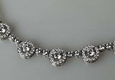 Preview: Wunderschönes Schmucksteincollier aus 925er Sterlingsilber, Länge 43,0 cm, Gewicht: 23,0g