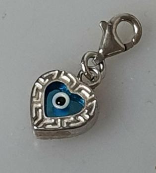 Charm Armbandanhänger "Magisches Auge" Herzform aus 925er Sterlingsilber