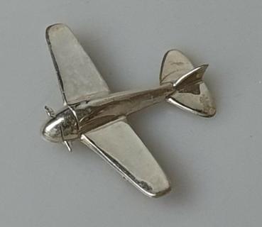 Brosche Flugzeug aus 925er Sterlingsilber, Gewicht: 7,0g