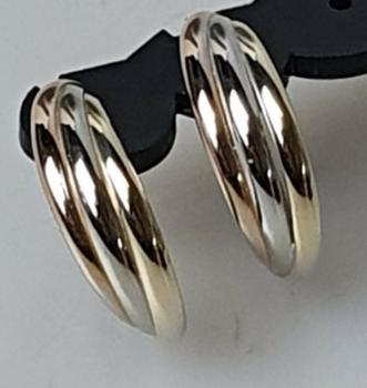 Tricolor Ohrstecker aus 585er Gold, Gewicht: 3,1g