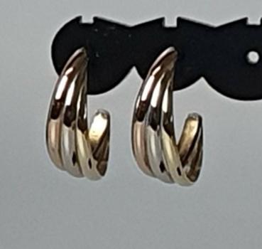 Tricolor Ohrstecker aus 585er Gold, Gewicht: 3,1g
