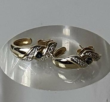 Saphir Diamant Ohrstecker aus 585er Gold, Gewicht: 3,6g