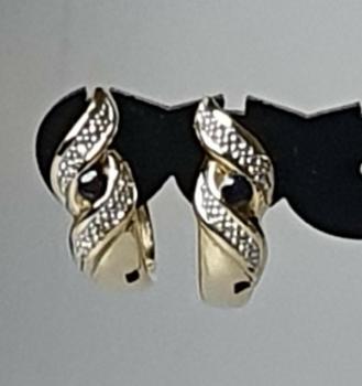Preview: Saphir Diamant Ohrstecker aus 585er Gold, Gewicht: 3,6g