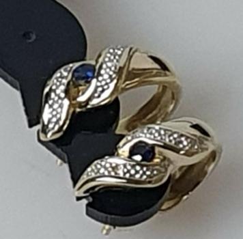 Preview: Saphir Diamant Ohrstecker aus 585er Gold, Gewicht: 3,6g