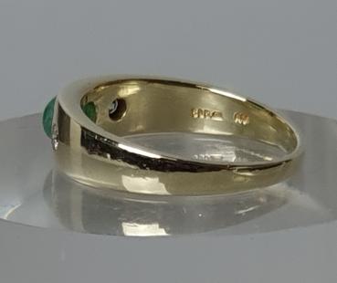 Preview: Smaragd- Diamantring, 585 Gold, Größe 55, Gewicht: 4,6g