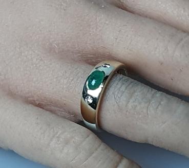 Smaragd- Diamantring, 585 Gold, Größe 55, Gewicht: 4,6g