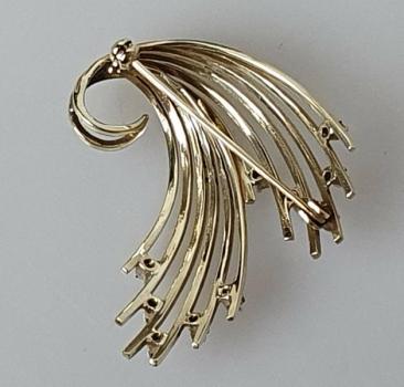 Preview: Vintage Diamantbrosche mit 0.10 ct. aus 585er Gold, Gewicht: 8,2g