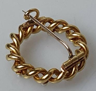 Preview: Antik: Jugendstil Rundbrosche mit Saatperlen aus 875er Gold (21 kt), Gewicht: 4,0g