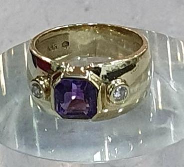 Topas- Diamantring, 585er Gold, Größe: 53, Gewicht: 7,0g