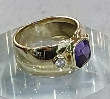 Preview: Topas- Diamantring, 585er Gold, Größe: 53, Gewicht: 7,0g