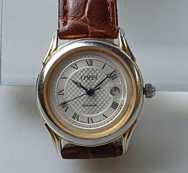 Damenuhr CHRIST (Swiss) mit Automatikwerk, Glasboden und Lederband