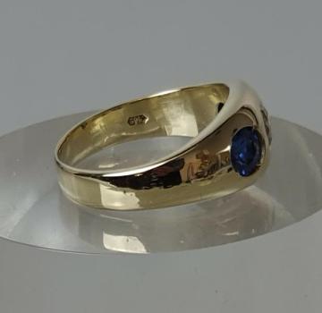 Preview: Diamant- Saphirring mit 1.5 ct. aus 585er Gold, Größe 56, Gewicht: 7,2g