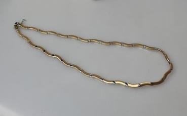 Bicolor Wellen Halskette aus 585er Gelb- und Weißgold, Länge ca. 42-45 cm, Gewicht: 27,2g