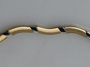 Bicolor Wellen Halskette aus 585er Gelb- und Weißgold, Länge ca. 42-45 cm, Gewicht: 27,2g