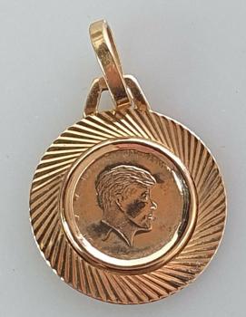 Medaillenanhänger John F. Kennedy aus 750er Gold, Gewicht: 3,5g