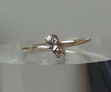Weißgold Diamantring mit 0.04 ct., 585er Gold, Größe 49, Gewicht: 1,2g