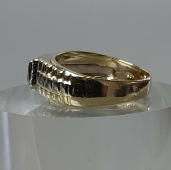 Bicolor Ring mit Borkenmuster aus 585er Gelb- und Weißgold, Größe 58, Gewicht: 7,3g
