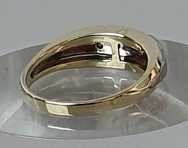 Preview: Bicolor Diamantring aus 585er Gold mit 3 Diamanten, Größe 54, Gewicht: 4.8g