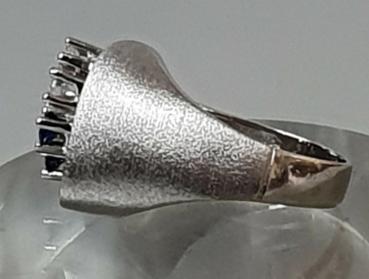 Preview: Teilmattierter Diamant- Saphirring aus 585er Weißgold, Größe 52, Gewicht: 5,7g