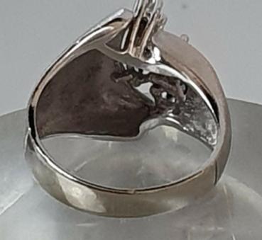 Preview: Teilmattierter Diamant- Saphirring aus 585er Weißgold, Größe 52, Gewicht: 5,7g