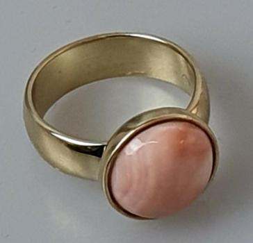 Engelshaut Korallen Ring aus 585er Gold, Größe 58, Gewicht 9,4g
