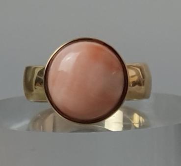 Preview: Engelshaut Korallen Ring aus 585er Gold, Größe 58, Gewicht 9,4g
