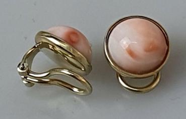 Engelshaut Korallen Ohrclips, 585er Gold, Gewicht: 6,2g