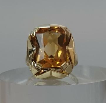Preview: Citrin Edelsteinring aus 585er Gold, Größe 51, Gewicht 4,6g