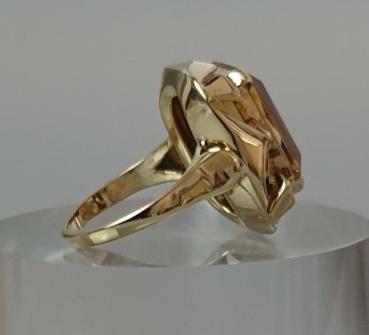 Preview: Citrin Edelsteinring aus 585er Gold, Größe 51, Gewicht 4,6g