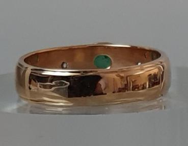 Preview: Smaragd- Diamantring aus 585er Rotgold, Größe 60, Gewicht 5,3g