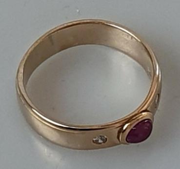 Preview: Rubin- Diamantring aus 585er Gold, Größe 60, Gewicht 5,6g