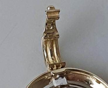 Großer Halbperlen Kettenanhänger aus 585er Gold mit Weißgoldelementen, Gewicht: 9,2g