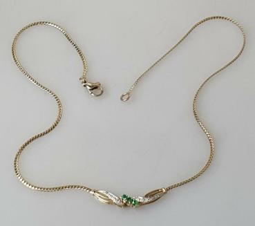 Preview: Smaragd- Diamantcollier aus 585er Gold, Länge. 42,0 cm,  Gewicht: 6,0g