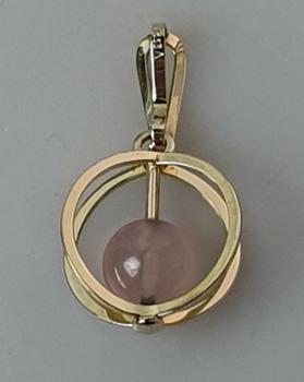 Rosenquarz Kettenanhänger, 333er Gold, Gewicht: 3,2g