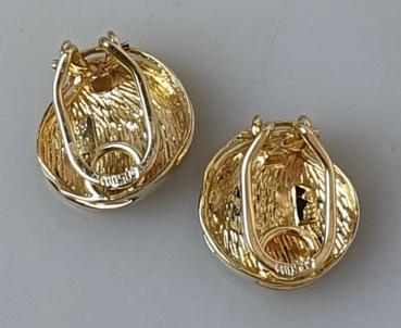 Button Ohrclips aus 585er Gold, mattiert, Gewicht: 7,6g