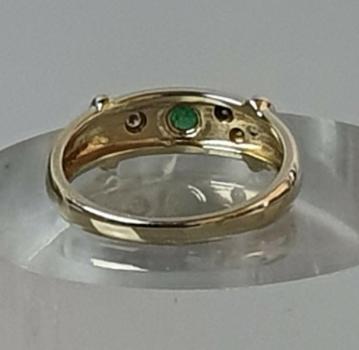 Preview: Smaragd- Diamantring, 585 Gold, Größe 55, Gewicht: 3,3g