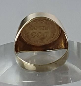 Münzring "Dos Pesos - Mexiko" aus 333er und 900er Gold, Größe 51, Gewicht: 2,3g