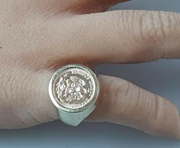 Münzring "Dos Pesos - Mexiko" aus 333er und 900er Gold, Größe 51, Gewicht: 2,3g